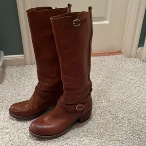 Rich camel color leather boot